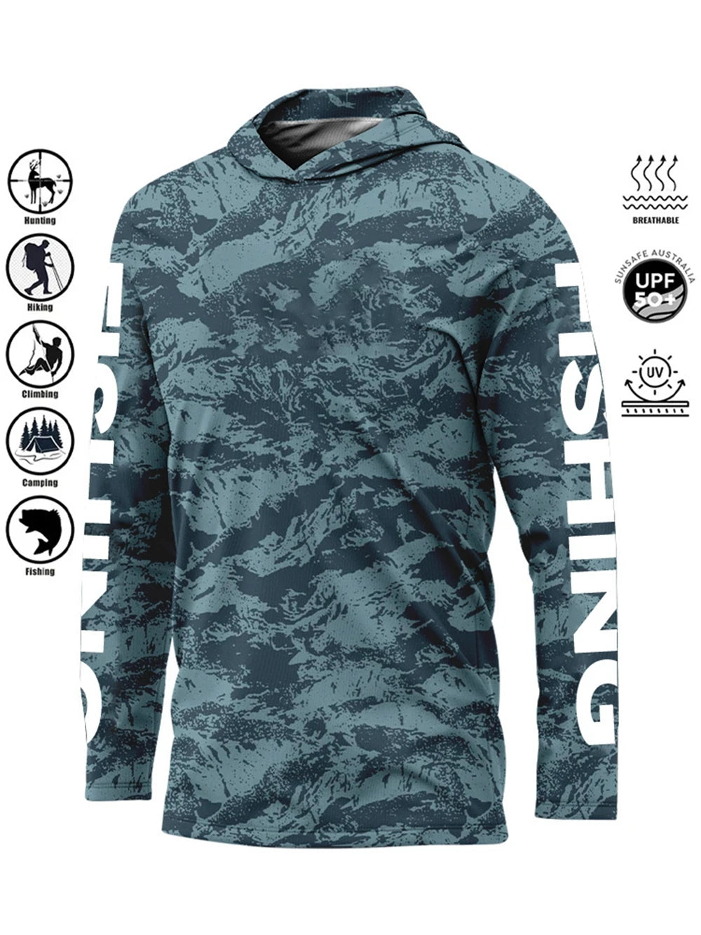 Men’s UPF50+ Fishing Hoodie | Quick-Dry Breathable Long Sleeve Fishing Shirt