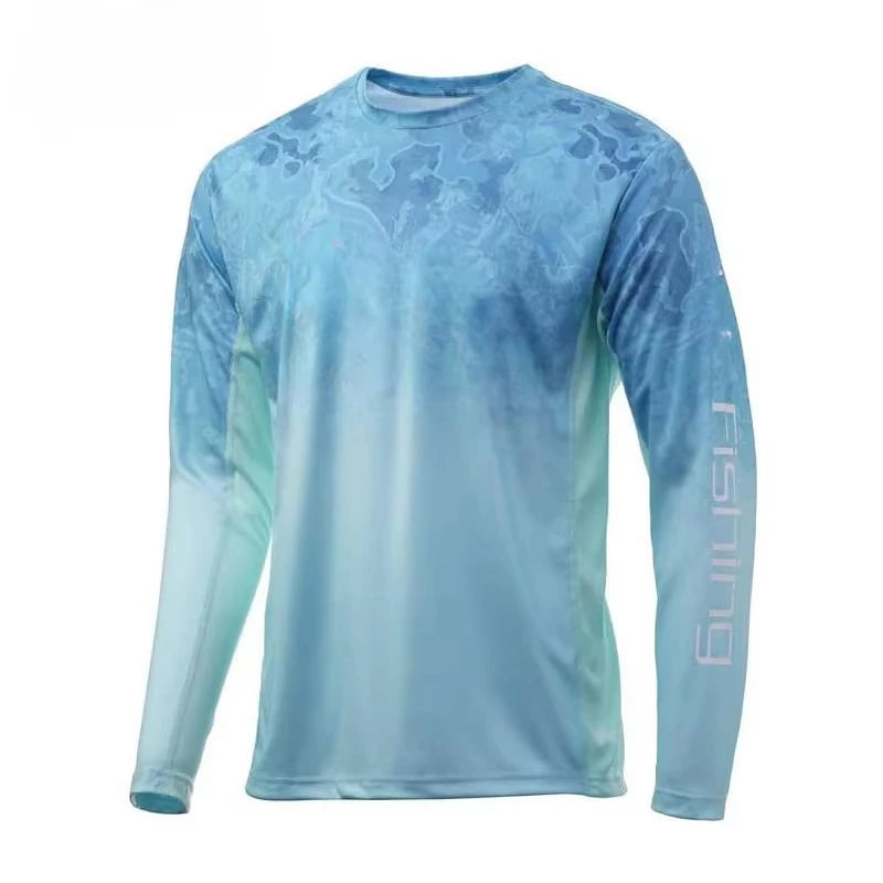 Autumn Blue Fishing Shirt | 3D Print Outdoor Performance T-Shirt
