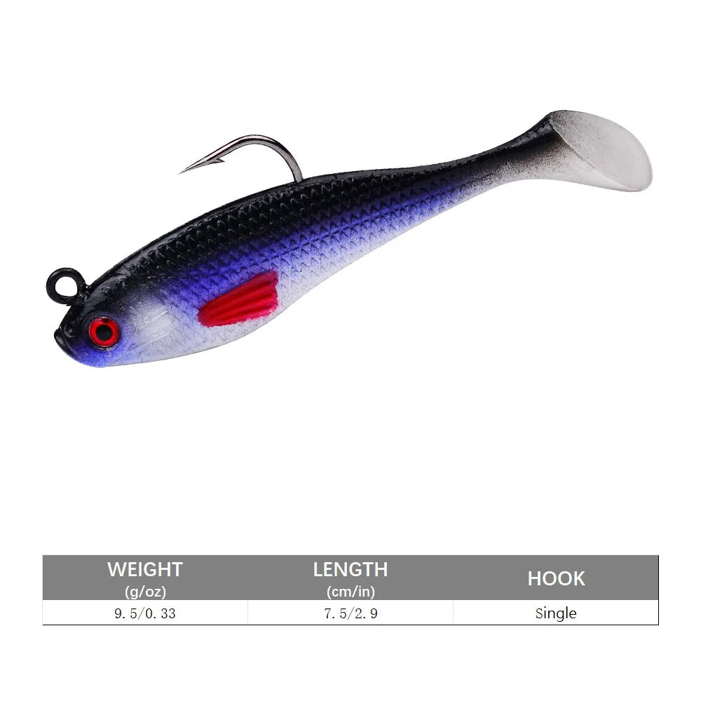 SANMO Curly Tail Soft Lure | 75mm / 85mm Sinking Swimbait | T-Tail Fishing Bait