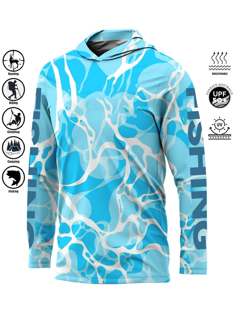 Men’s UPF50+ Fishing Hoodie | Quick-Dry Breathable Long Sleeve Fishing Shirt