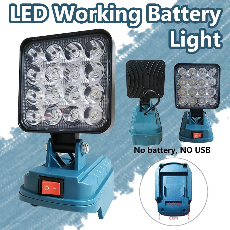 18V LED Work Light For Makita | Portable Battery Lamp with USB | Jobsite & Fishing Light
