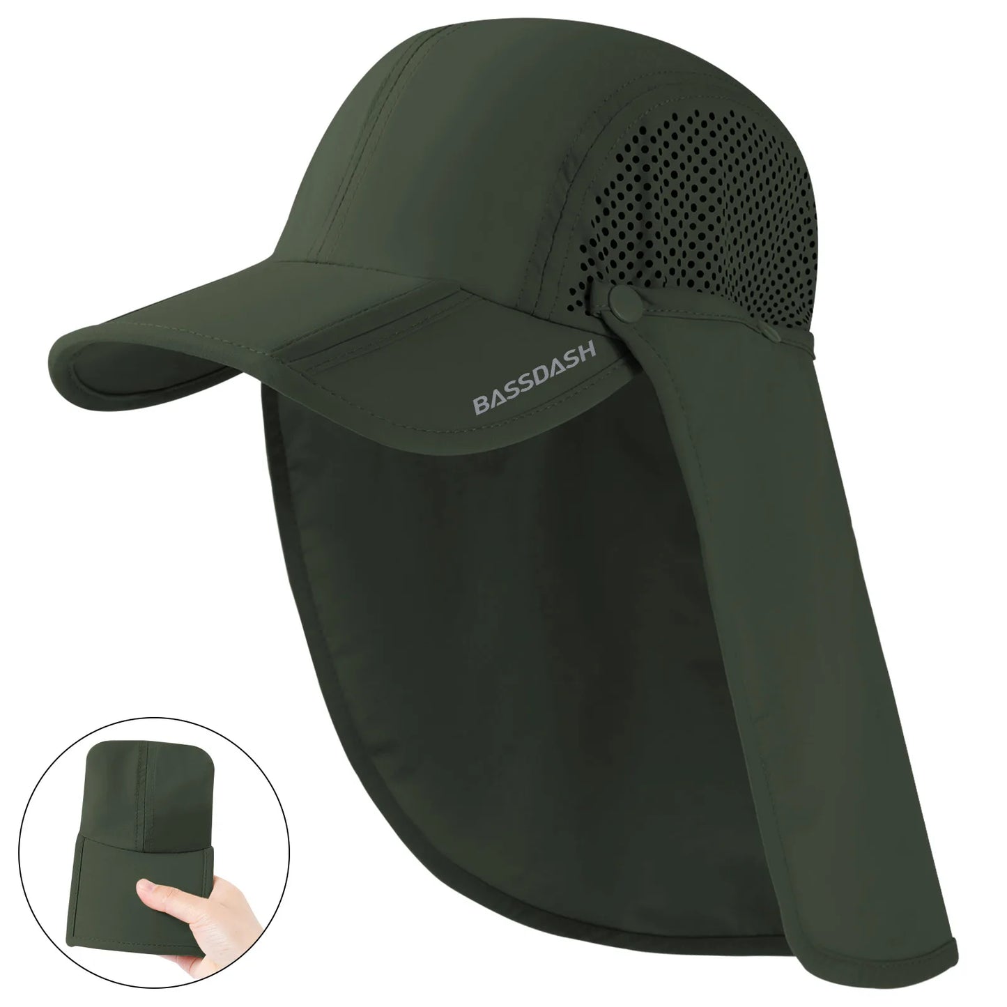 UPF 50+ Foldable Fishing Cap with Removable Neck Flap