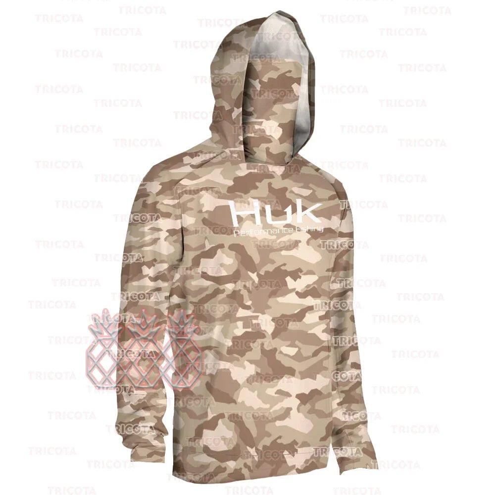 HUK Men’s Long Sleeve Camo Fishing Hoodie – UPF 50+ Sun Protection, Quick-Dry & Breathable