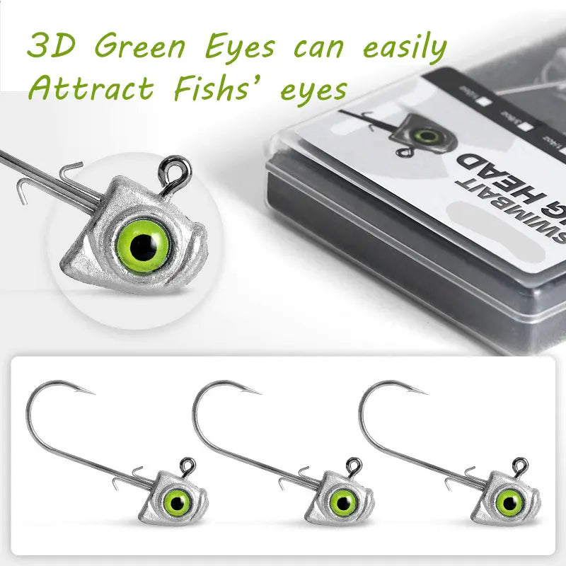 15pcs Jig Head Hook Set | 3.5g–14g Soft Plastic Jig Heads for Freshwater & Inshore Fishing