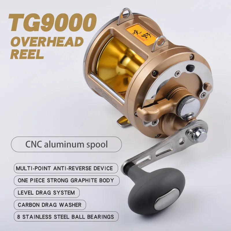 Deep Sea Trolling Rig TG-9000 Deep Sea Trolling Reel | 24KG Max Drag | 3.4:1 Gear Ratio | 8B ...