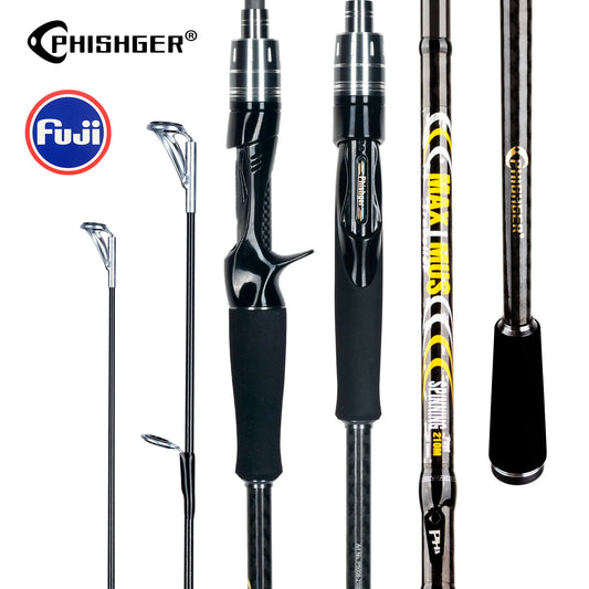 PHISHGER MAXIMUS Traveller Fishing Rod | 30T Carbon | Fuji Guides | Spinning & Baitcasting | 1.65m–3.0m Fast Action