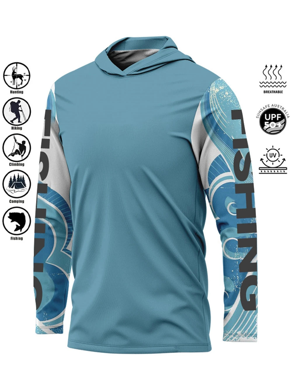 Men’s UPF50+ Fishing Hoodie | Quick-Dry Breathable Long Sleeve Fishing Shirt