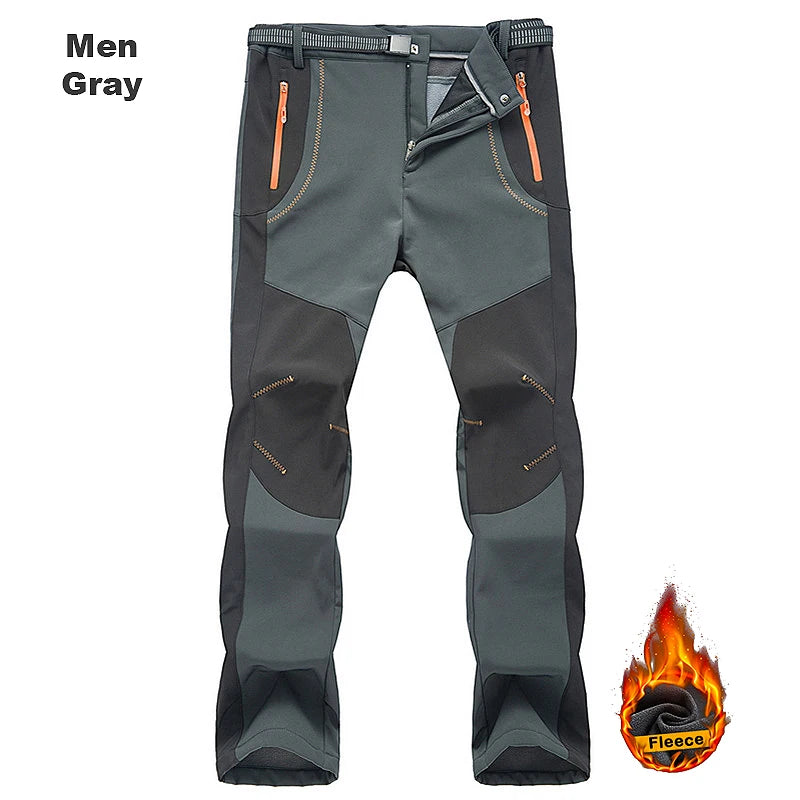 LNGXO Men’s Winter Softshell Hiking Pants | Fleece-Lined Waterproof & Windproof Outdoor Trousers