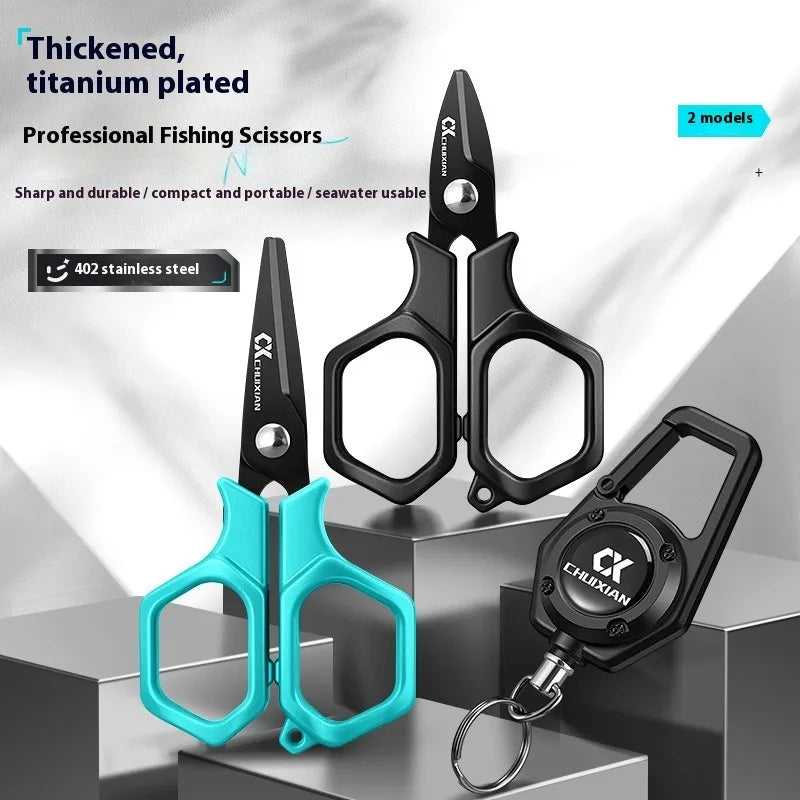 Titanium-Coated Fishing Scissors | Stainless Steel Braid & Line Cutter | Portable Fishing Tool