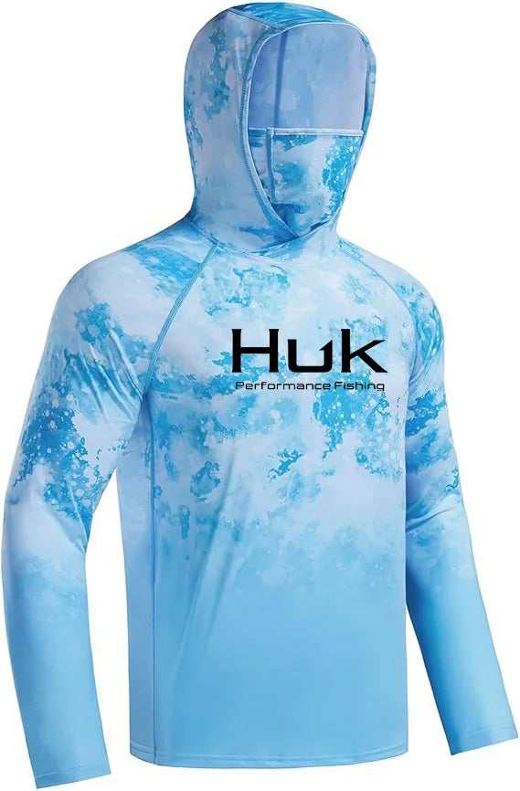 HUK Men’s Long Sleeve Camo Fishing Hoodie – UPF 50+ Sun Protection, Quick-Dry & Breathable