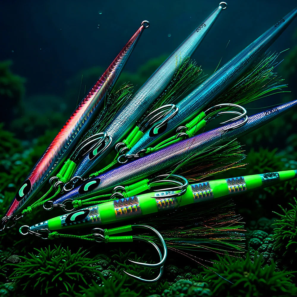 PROBEROS Fast-Sinking Metal Jig | 60–200g | 3D Scale Luminous Jig with Assist Hook