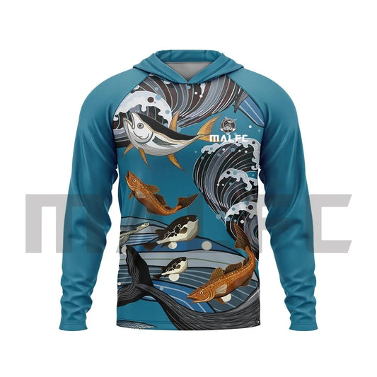 MALFC Men’s UPF50+ Fishing Hoodie | Long Sleeve Sun Protection Fishing Shirt