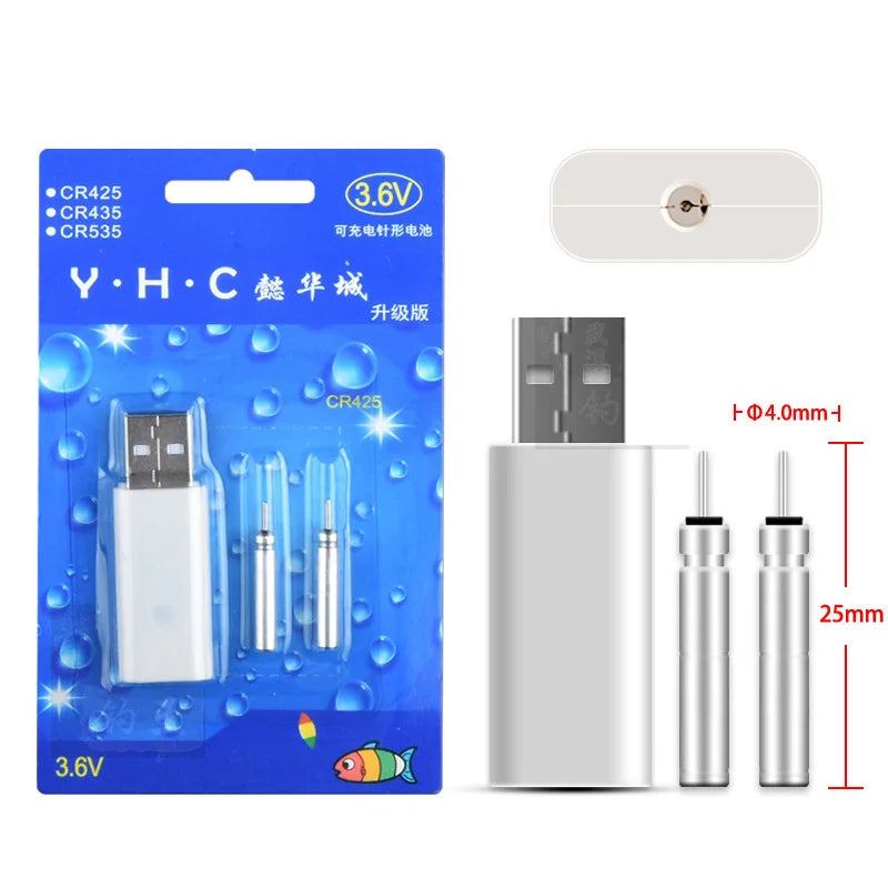 LED Rod Tip Lights – Rechargeable CR425 Lithium Bite Indicators (2-Pack, USB Charging)