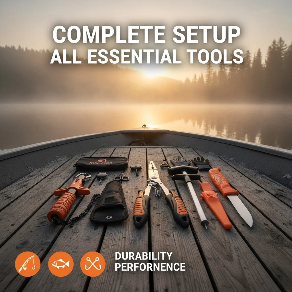 Compete Lure Fishing Tool Set | Fish Gripper, Pliers, Hook Remover & Fishing Knife Kit