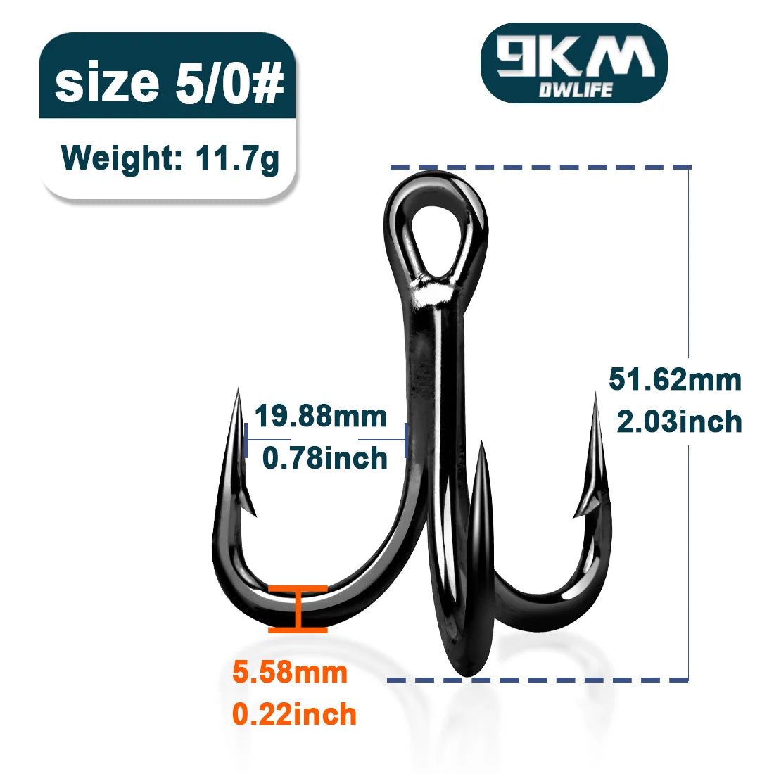 9KM 4X Treble Hooks | High Carbon Steel Barbed Replacement Hooks | 10–30pcs