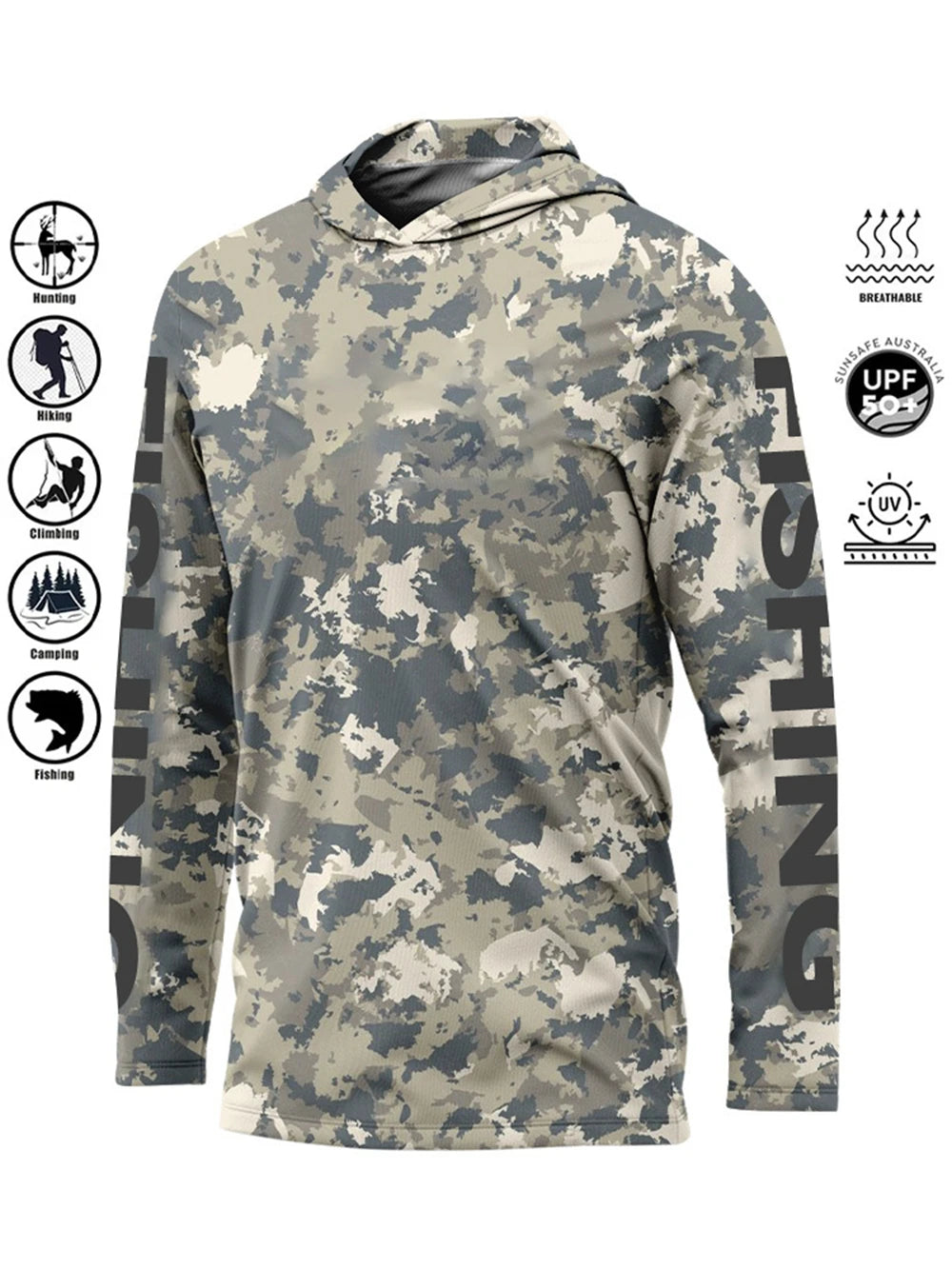 Men’s UPF50+ Fishing Hoodie | Quick-Dry Breathable Long Sleeve Fishing Shirt