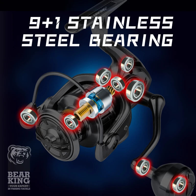 BEARKING Saltwater Spinning Reel | 9+1 Bearings | 5.2:1 Gear Ratio | 10–20kg Max Drag | Sizes 1000–6000