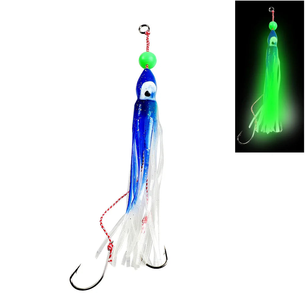 12cm Squid Jig Lure | 10g Octopus Skirt Bait with Double Hook | Saltwater Fishing Lure