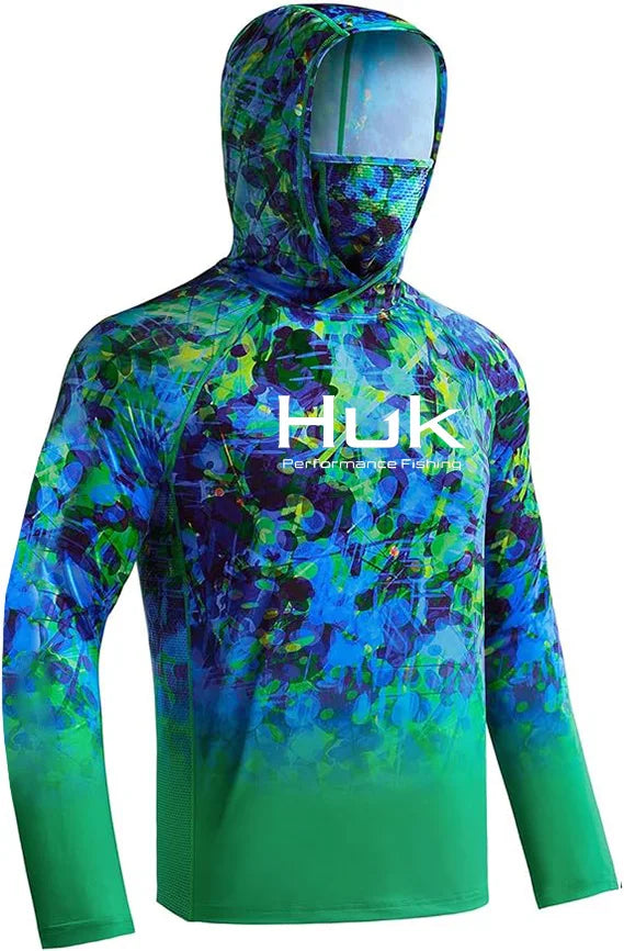 HUK Men’s Long Sleeve Camo Fishing Hoodie – UPF 50+ Sun Protection, Quick-Dry & Breathable