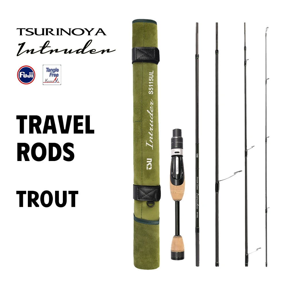 TSURINOYA INTRUDER Packable Fishing Rod | FUJI Components | UL Carbon Spinning & Casting Rod