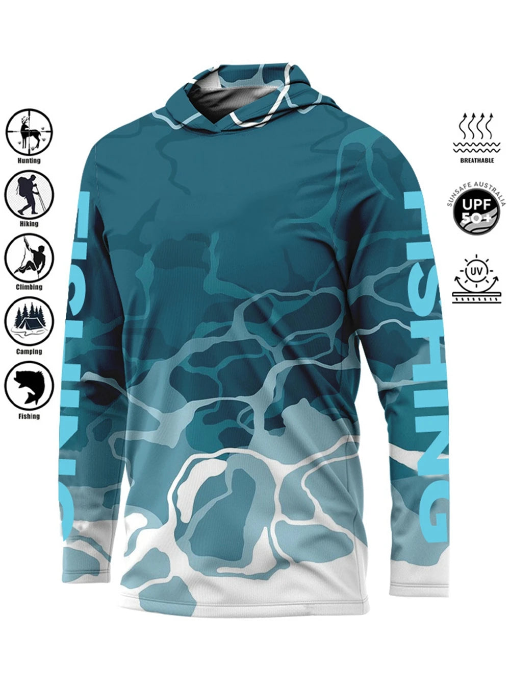Men’s UPF50+ Fishing Hoodie | Quick-Dry Breathable Long Sleeve Fishing Shirt