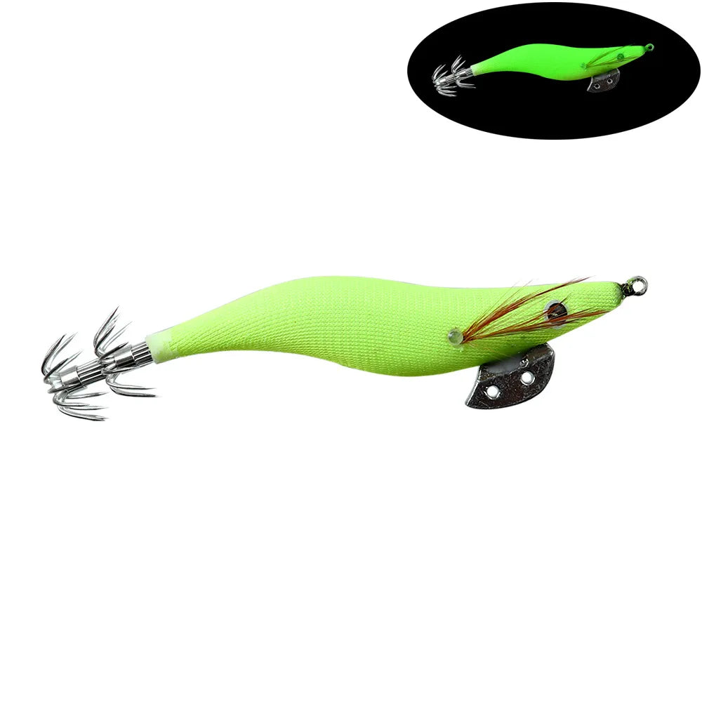 Full Body Luminous Wooden Shrimp Squid Jig | Sizes 2.0 / 2.5 / 3.0 | Squid & Cuttlefish Lure