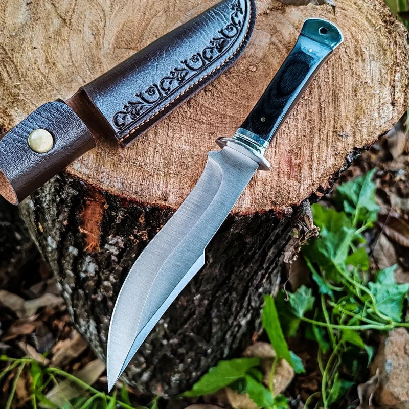 Fixed Blade Outdoor Knife | 3Cr Steel | Wooden Handle | 22cm Overall Length