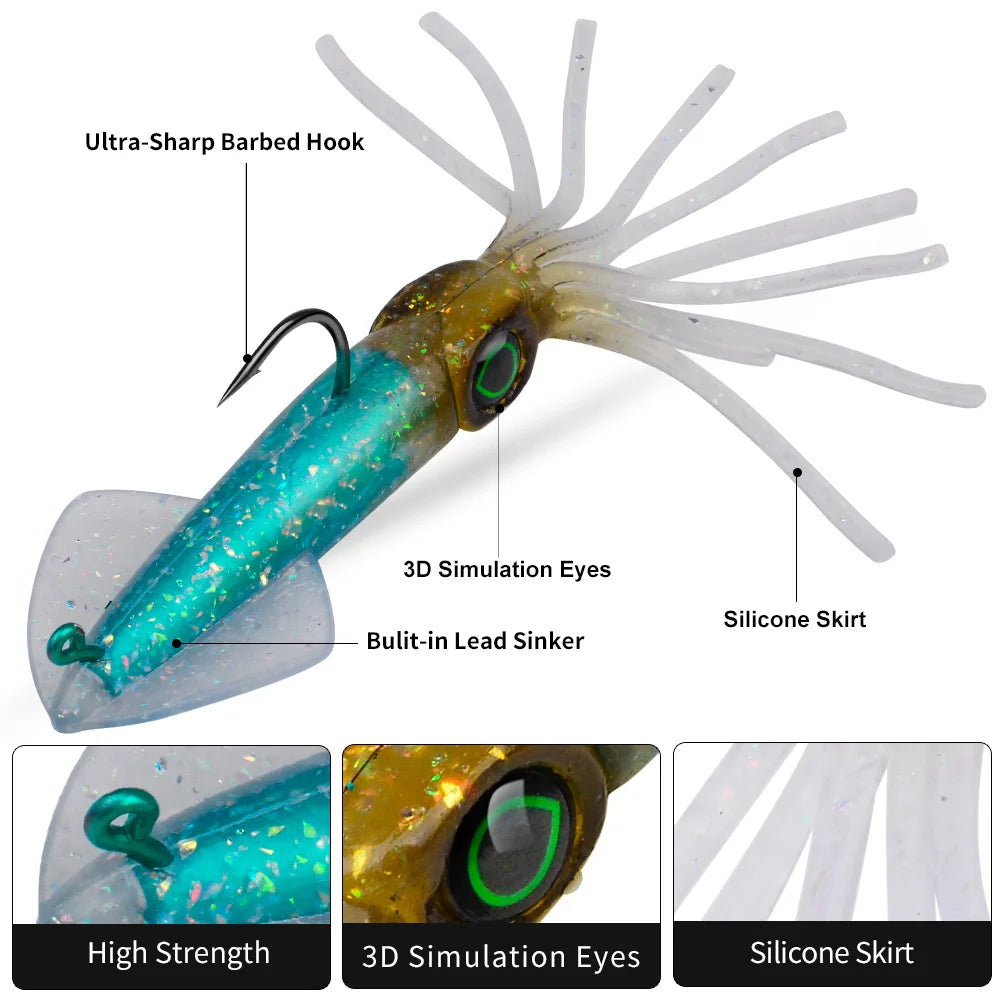 Proberos Luminous Squid Soft Jig | 35.5g / 47.2g | Heavy Lead Hook Swimbait