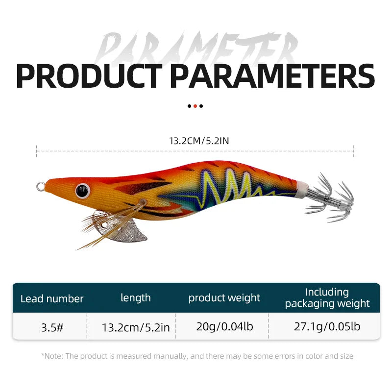 ShareShark Luminous Squid Jigs | 5-Pack | 13.2cm 20g | 3.5# Shrimp-Style Hardbody Lures