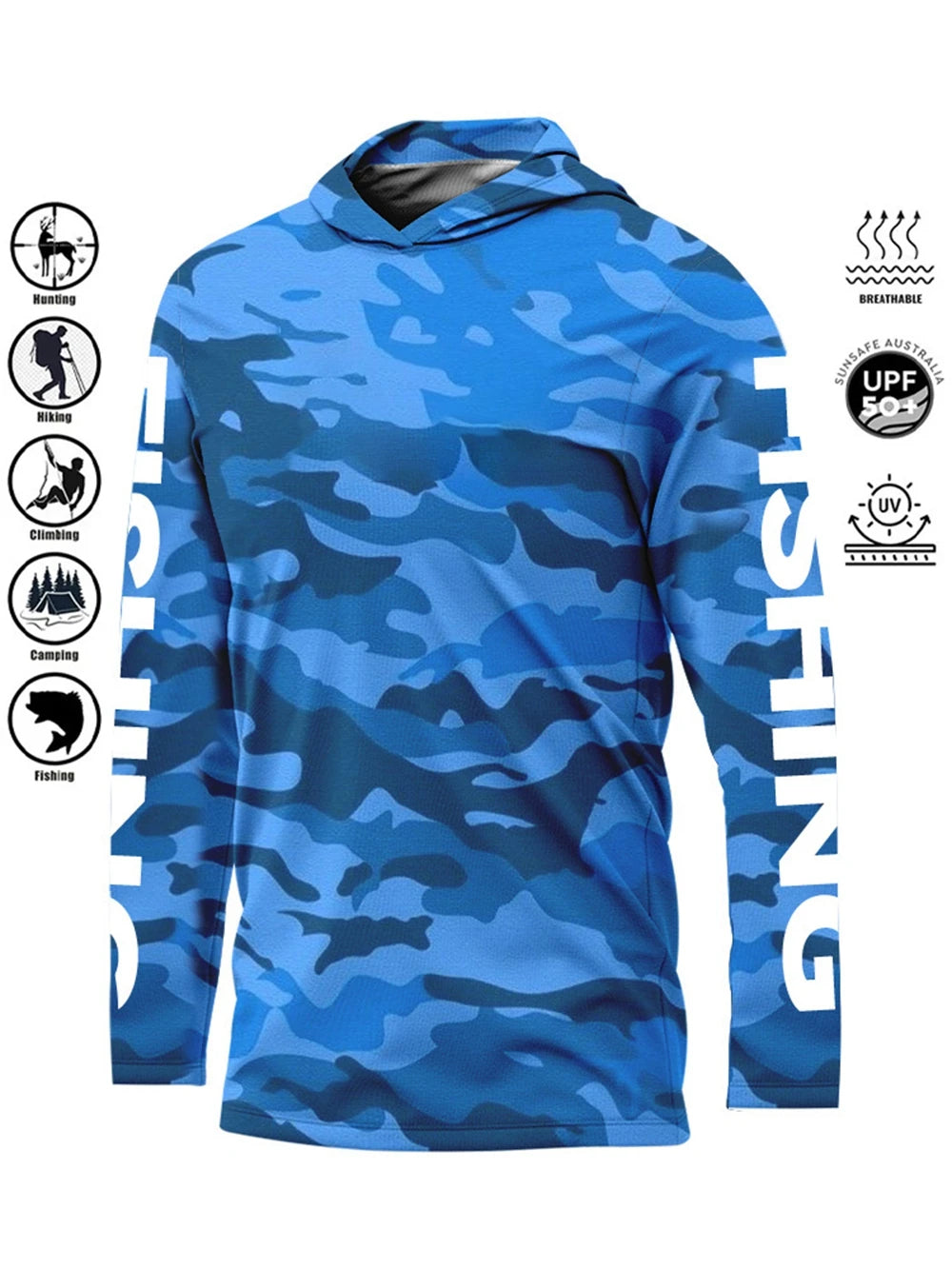 Men’s UPF50+ Fishing Hoodie | Quick-Dry Breathable Long Sleeve Fishing Shirt