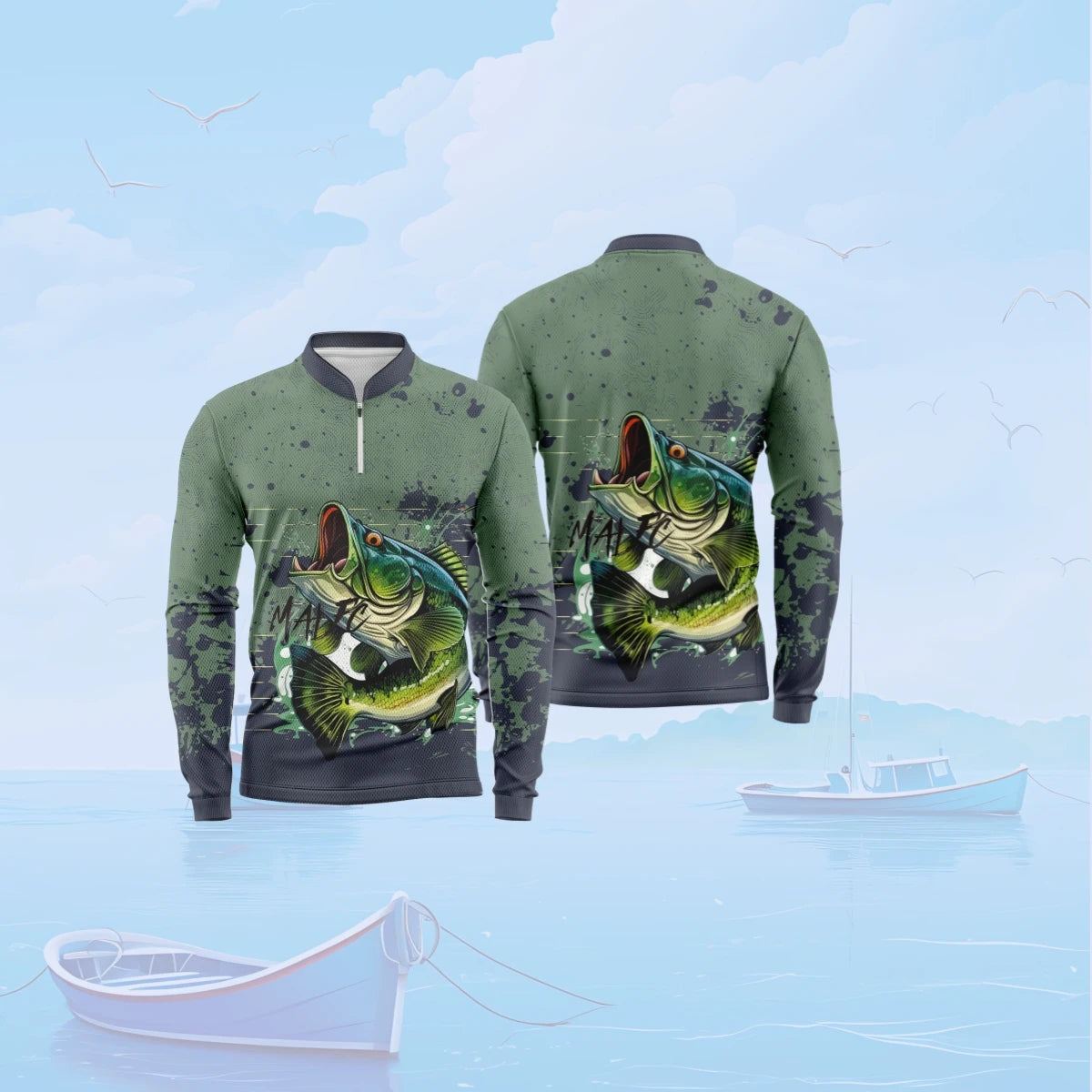 MALFC Long Sleeve Zip-Up Fishing Shirt – Quick-Dry, Breathable & UPF 50+ Sun Protection