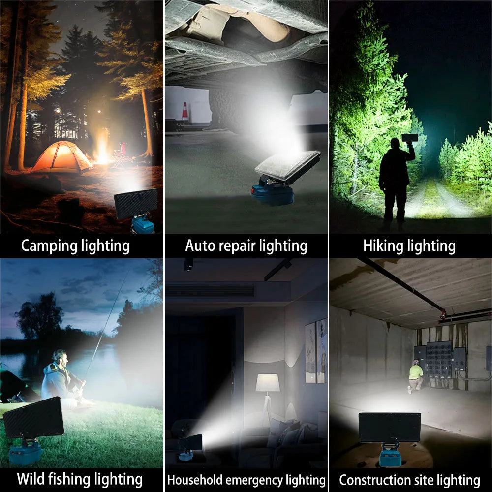 18V LED Work Light For Makita | Portable Battery Lamp with USB | Jobsite & Fishing Light
