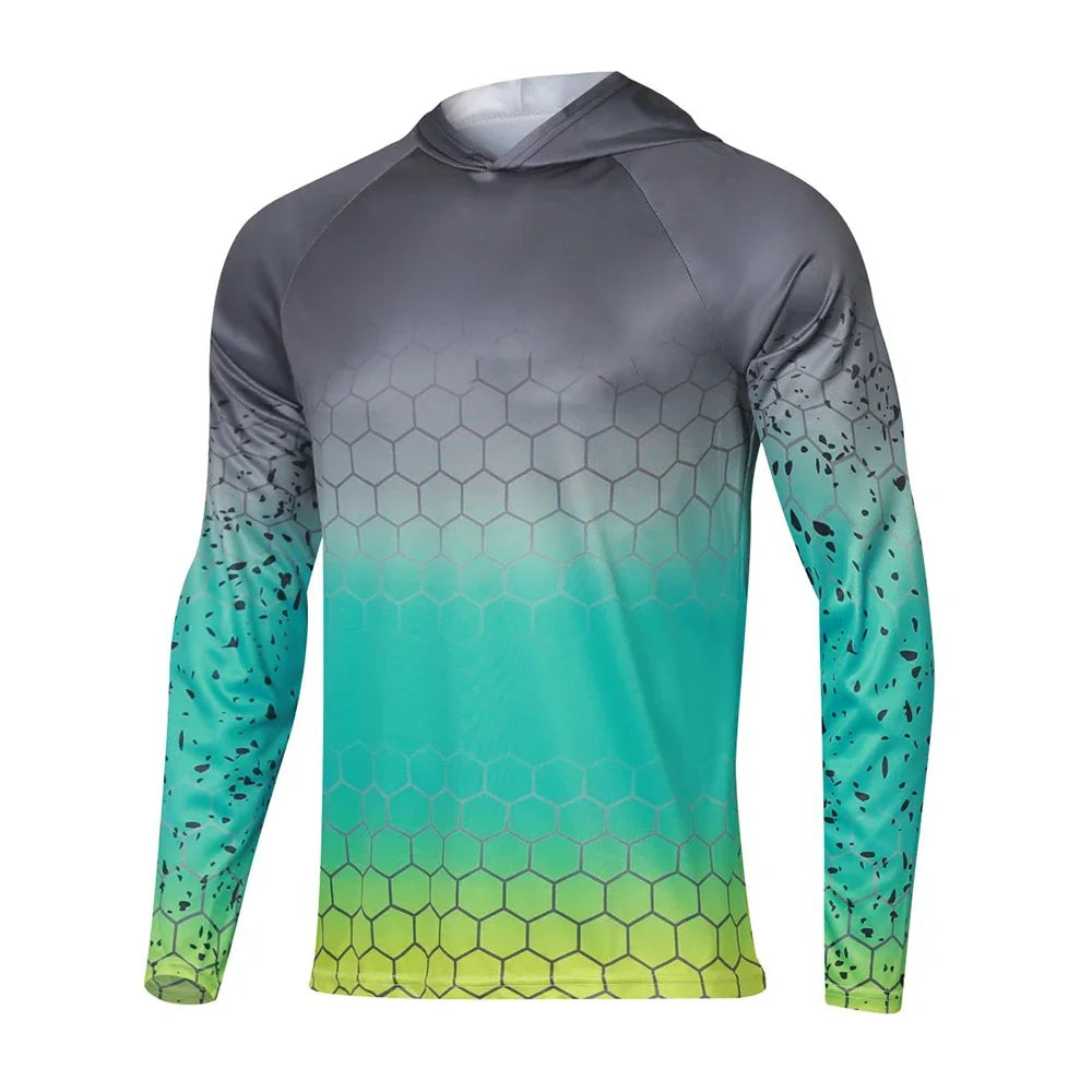 Men’s UPF50+ Fishing Hoodie | Long Sleeve Quick-Dry Breathable Fishing Shirt