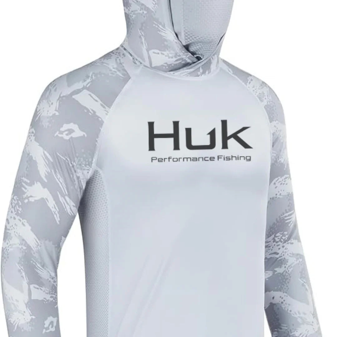 HUK Men’s Long Sleeve Camo Fishing Hoodie – UPF 50+ Sun Protection, Quick-Dry & Breathable