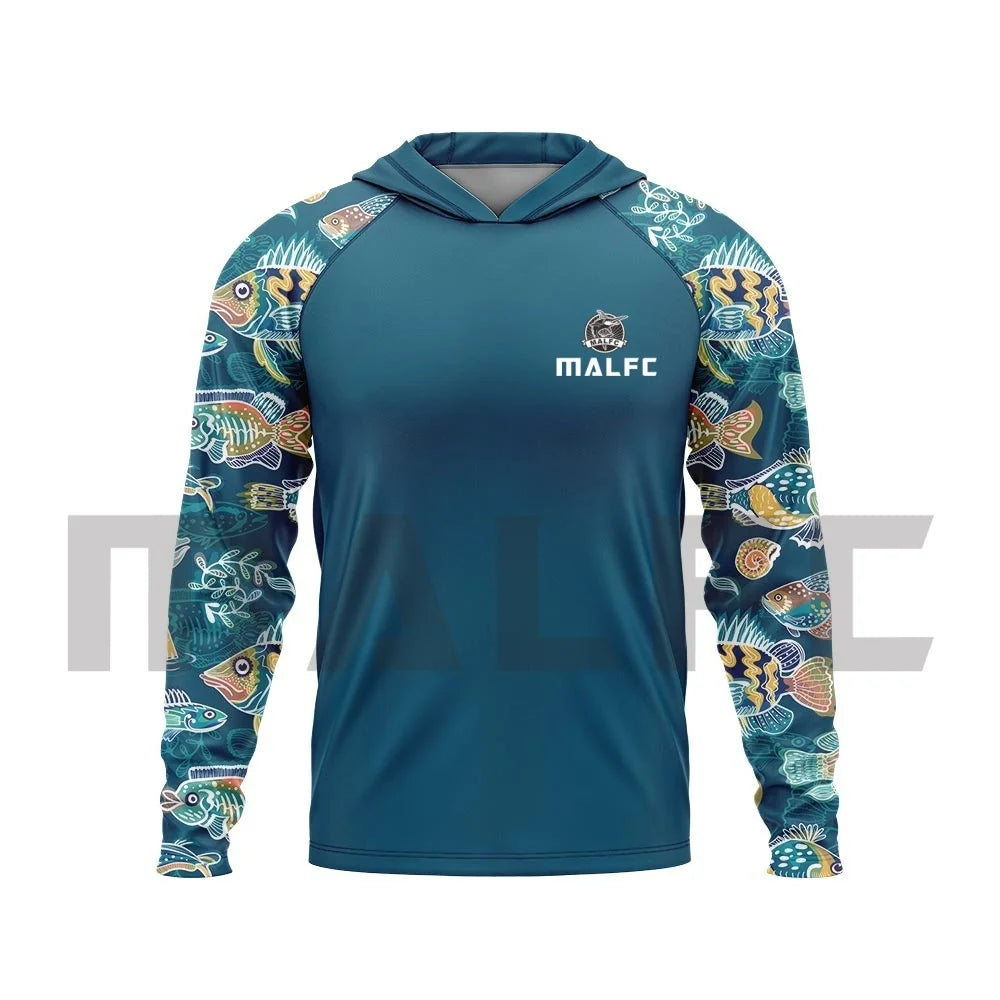 MALFC Men’s UPF50+ Fishing Hoodie | Long Sleeve Sun Protection Fishing Shirt