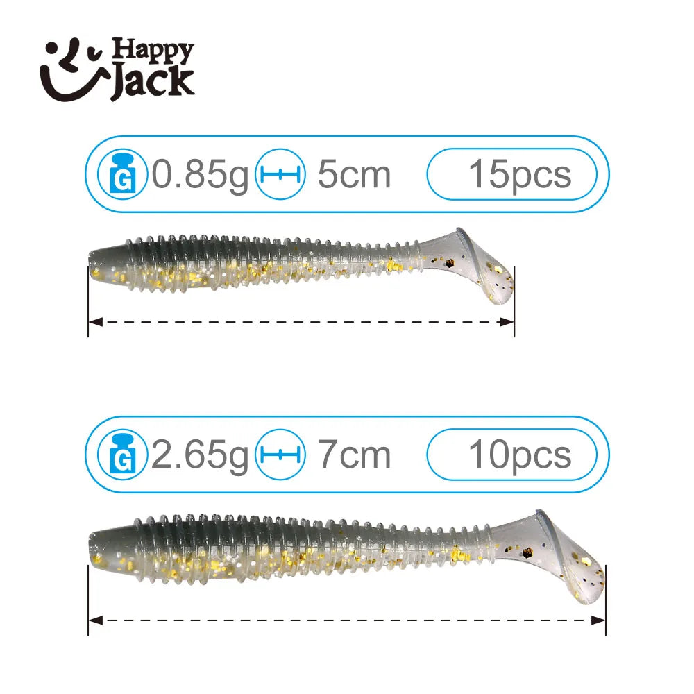 HappyJack Shad Soft Plastic Lure Set | Paddle Tail Swimbaits | 5cm / 7cm