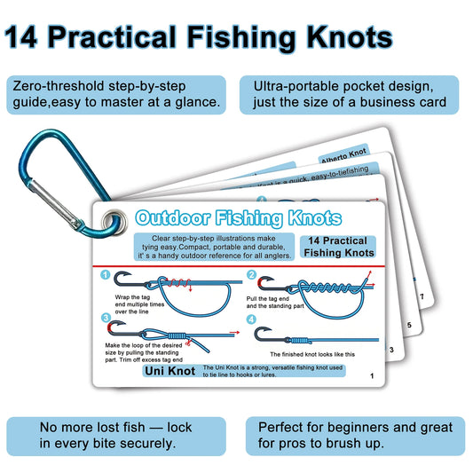 7-Piece Fishing Knot Guide Cards | 14 Essential Knots | Waterproof Pocket Reference