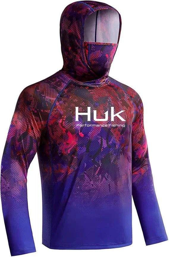 HUK Men’s Long Sleeve Camo Fishing Hoodie – UPF 50+ Sun Protection, Quick-Dry & Breathable