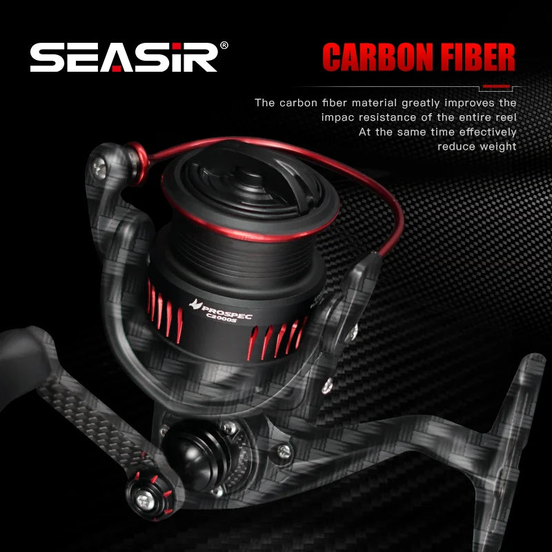 Seasir P-Series Prospec Carbon Fiber Spinning Reel – 9 Bearings, 6.2:1 Gear Ratio (2000 & 3000 Sizes)
