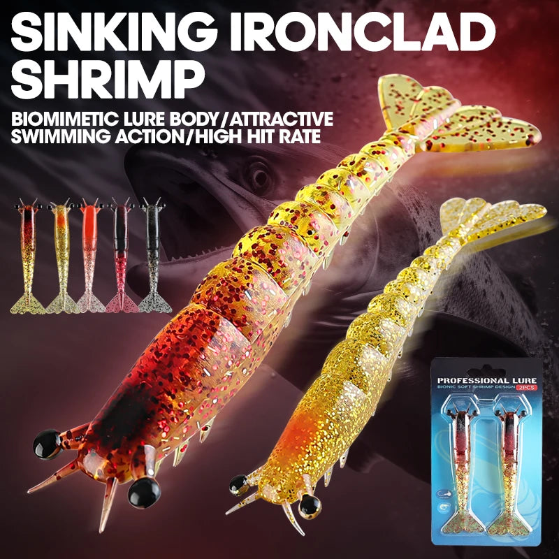 Taiyu Sinking Shrimp Soft Lures | 9.5cm / 11.5cm PVC Prawn Bait | 2pcs