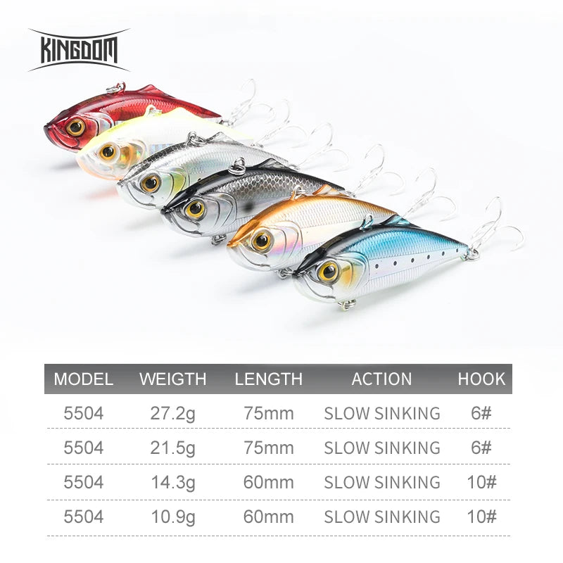 Kingdom Sinking VIB Lure | 10.9g–27.2g Vibration Blade Bait | Long Cast Hard Lure