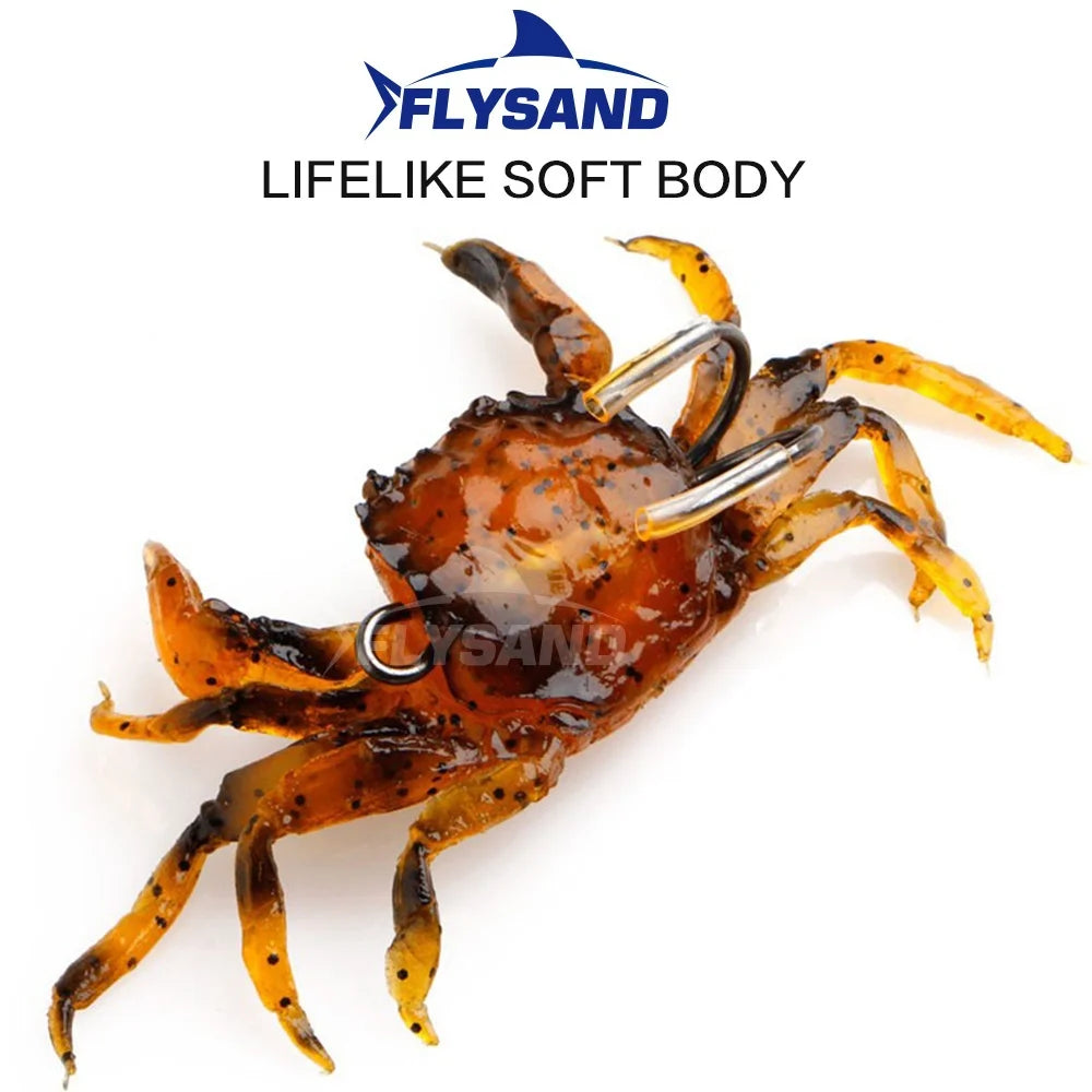 FLYSAND Bionic Crab Soft Lure | Silicone 3D Crab Bait with Hook | 1pc Jig Head Lure