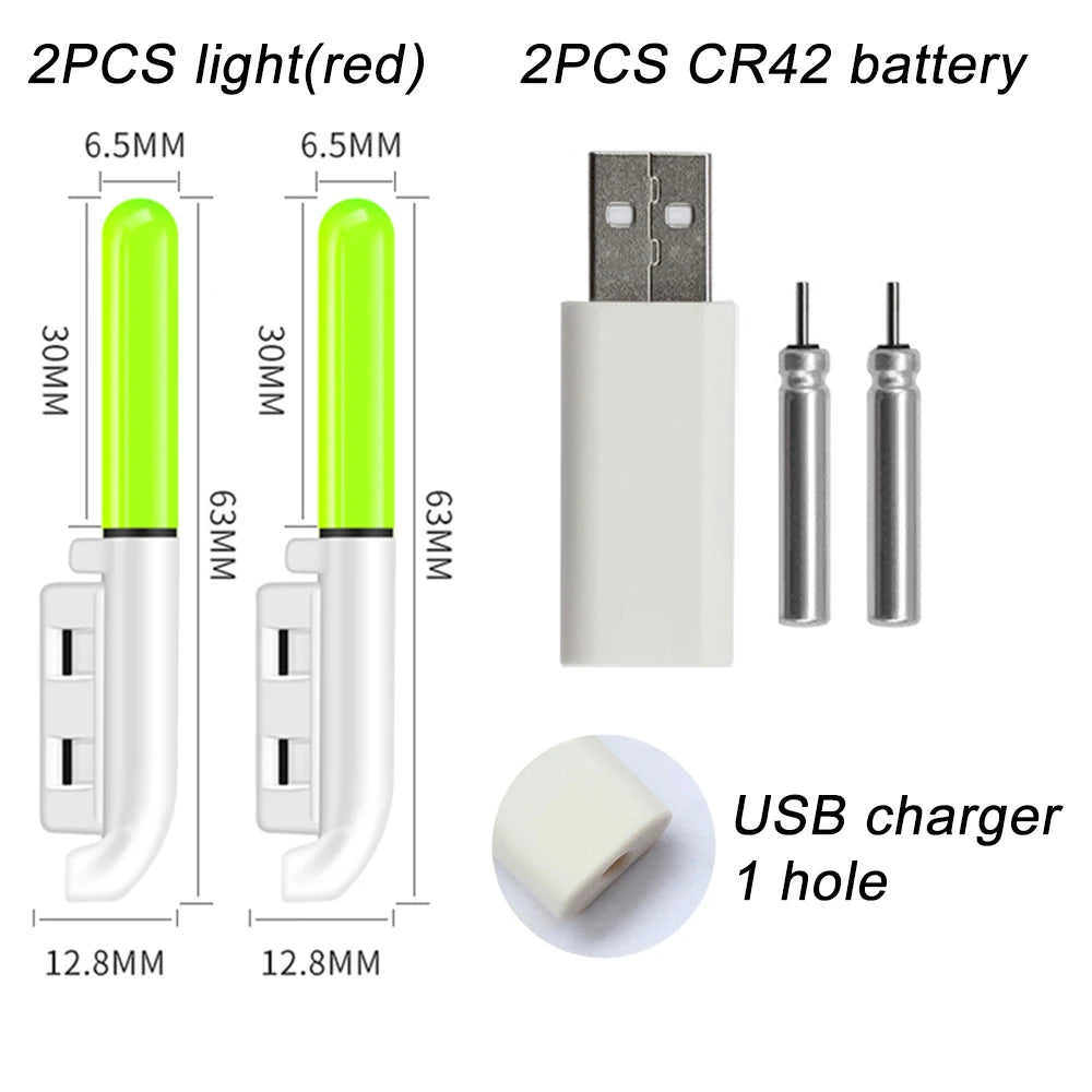 Upgraded LED Night Fishing Float Set | USB Rechargeable | CR425 Battery Included