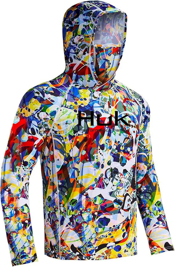 HUK Men’s Long Sleeve Camo Fishing Hoodie – UPF 50+ Sun Protection, Quick-Dry & Breathable