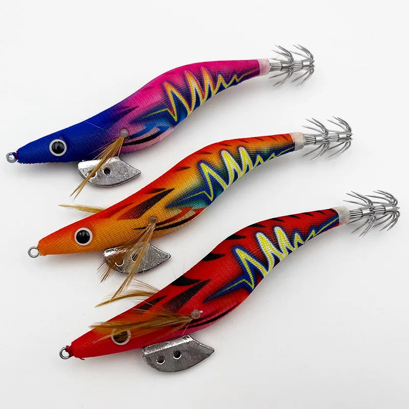 ShareShark Luminous Squid Jigs | 5-Pack | 13.2cm 20g | 3.5# Shrimp-Style Hardbody Lures