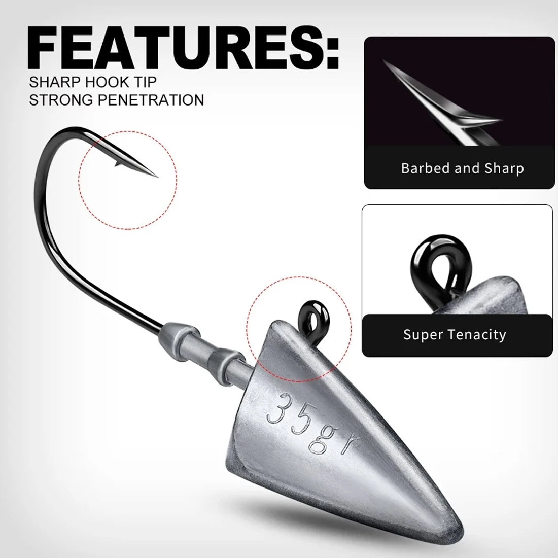9KM Triangle Jig Head Hook Set | 5pcs | 7g–33g Jig Heads for Saltwater & Freshwater