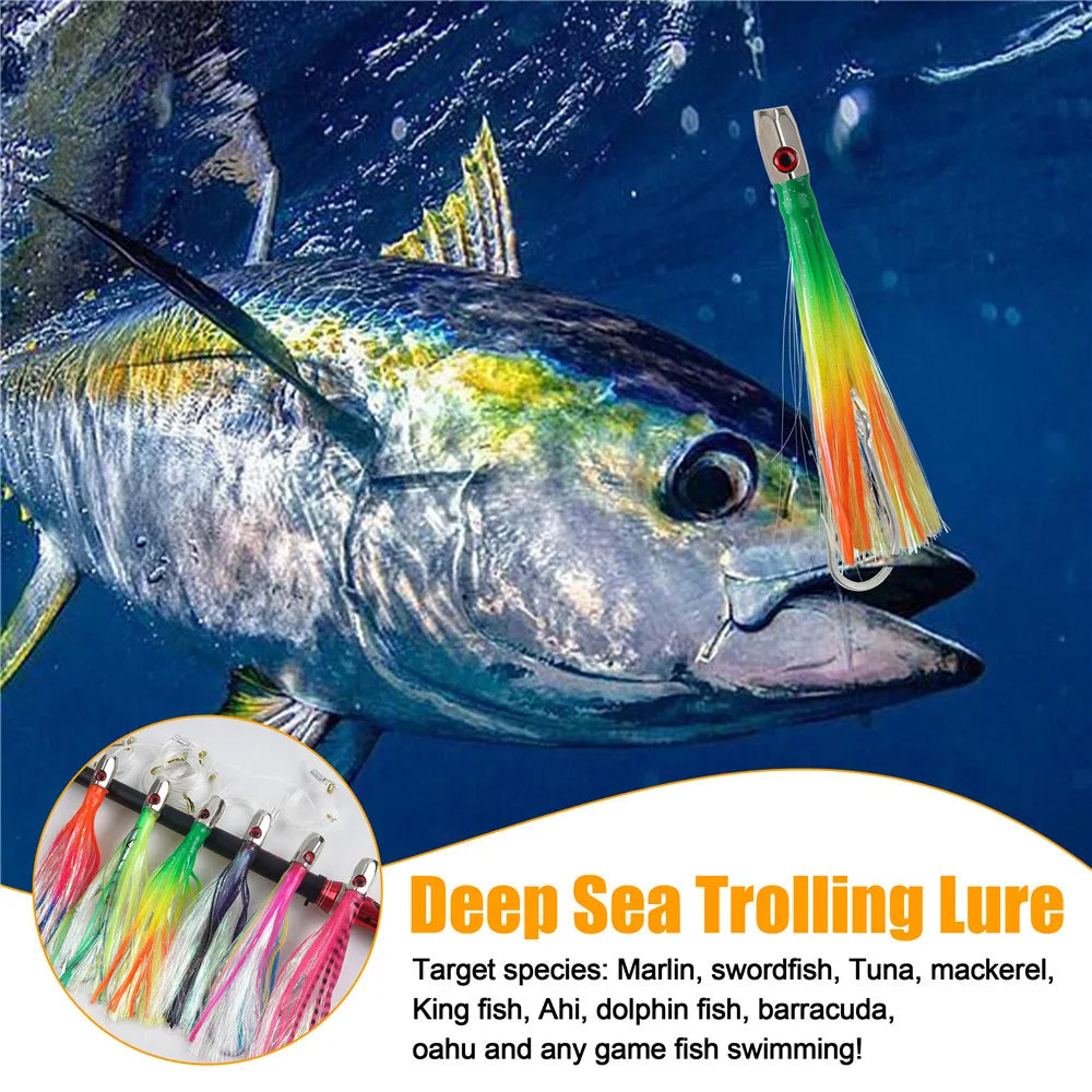 90g Skirted Trolling Jig Head Lure | Big Game Octopus Skirt | Offshore Marlin & Tuna Lure