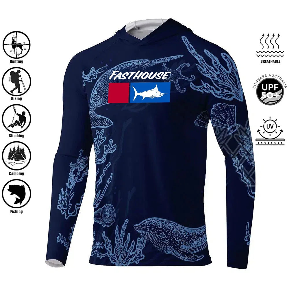 UPF 50+ Australian Summer Fishing Hoodie | Sun Safe Quick-Dry Long Sleeve Shirt
