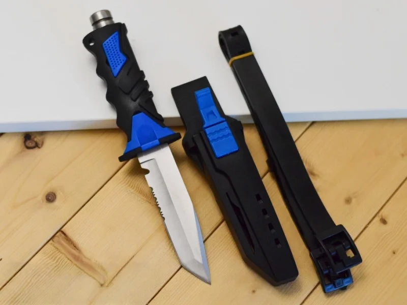Dive Rescue Knife | Stainless Steel Fixed Blade | Leg Strap Mount