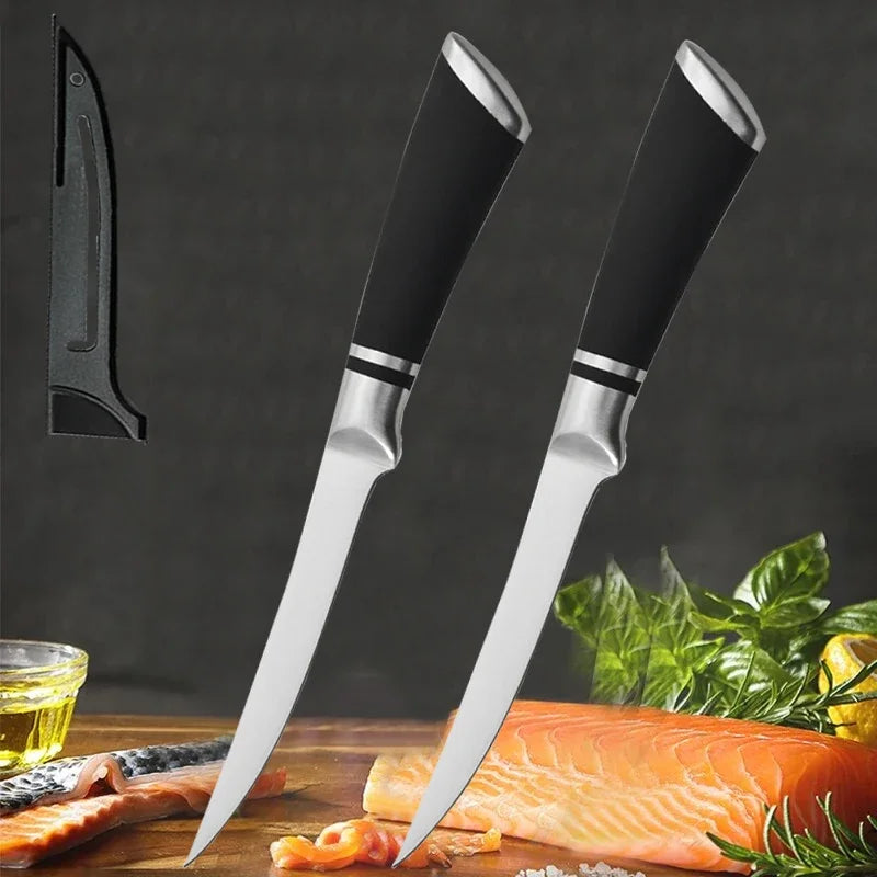 Stainless Steel Fillet & Boning Knife | Non-Slip Handle | Professional Fish & Meat Knife